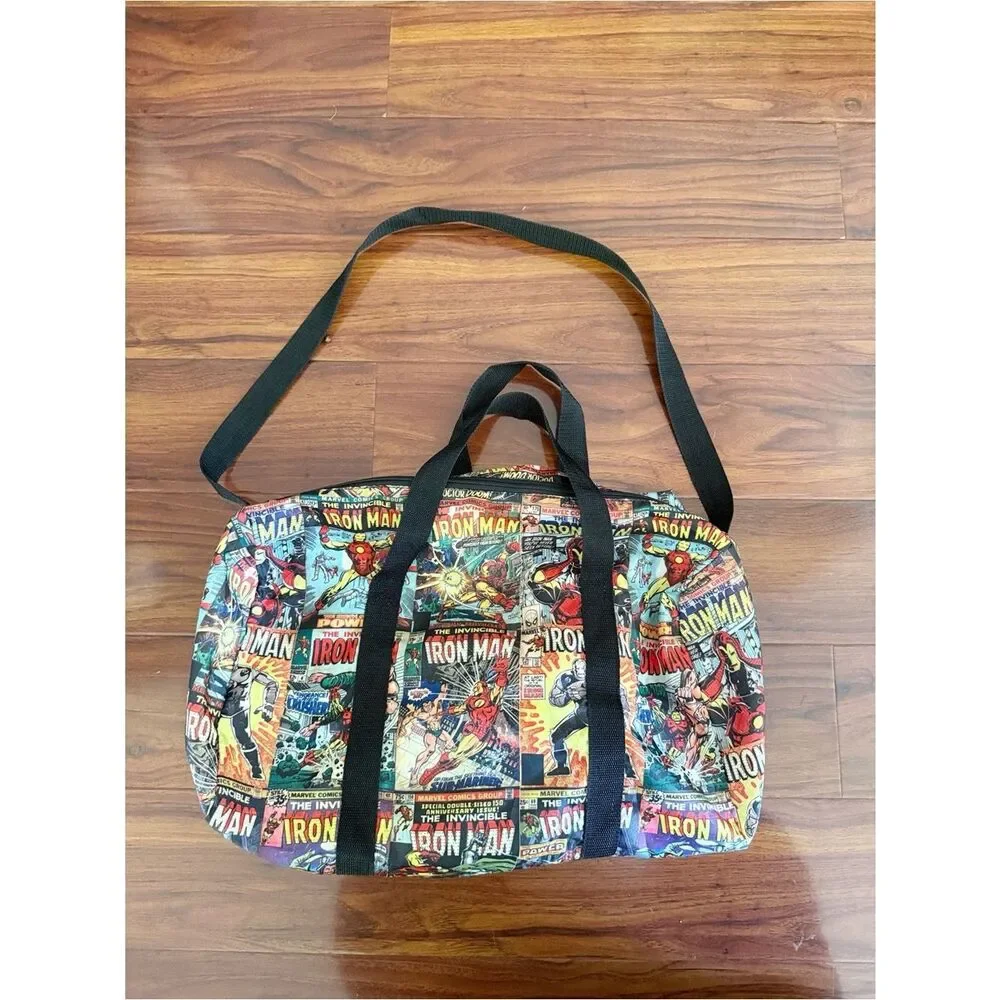 Entertainment Earth Marvel Iron Man Comic Book Print Duffle Bag Overnight Travel